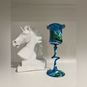 Flame Glow Penco Hand Blown Delicate Candle Holder Art Glass